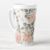 牡丹の花アジアの影響赤面ピンクナナ名 カフェラテマグ (左アングル)