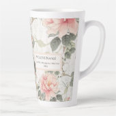 牡丹の花アジアの影響赤面ピンクナナ名 カフェラテマグ (右)