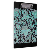 牡丹の花ターコイズと黒ヴィンテージ柄 クリップボード (右)