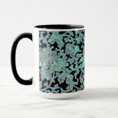 牡丹の花ターコイズ黒ヴィンテージ模様 マグカップ (左)