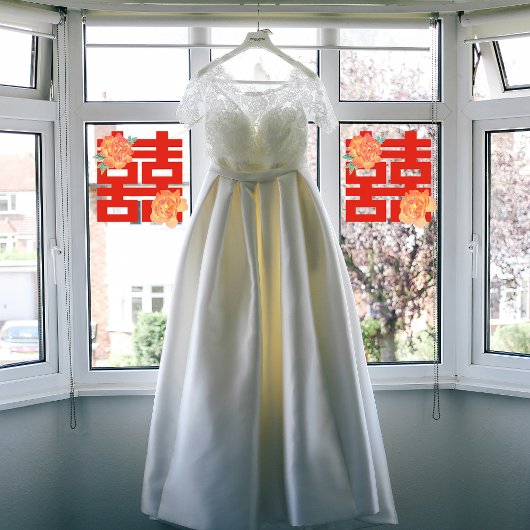 牡丹の花ダブル中国のシ結婚ーズ ウィンドウサイン