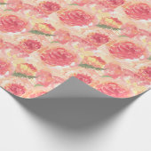 牡丹の花パステルウォーターカラー素朴結婚なWra ラッピングペーパー (角)