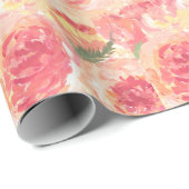 牡丹の花パステルウォーターカラー素朴結婚なWra ラッピングペーパー (ロールコーナー)
