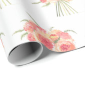 牡丹の花パステルウォーターカラー素朴結婚なWra ラッピングペーパー (ロールコーナー)