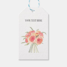 牡丹の花パステルウォーターカラー素朴結婚性 ギフトタグ