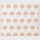 牡丹の花パステルウォーターカラー素朴結婚性 ラッピングペーパー (フラット)