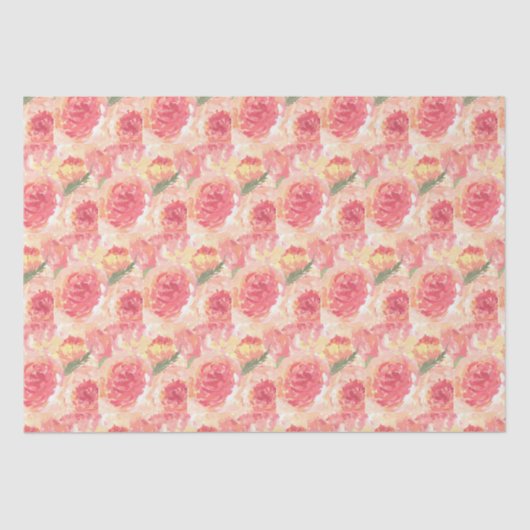 牡丹の花パステルウォーターカラー素朴結婚性 薄葉紙 (正面)