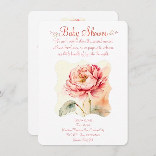 牡丹の花フローラパーティー セーブザデート (正面/裏面)