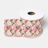 牡丹の花大きなピンクの白ロマンチックな花 グログランリボン (リール)