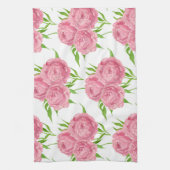 牡丹の花束の水彩模様 キッチンタオル (縦)