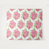 牡丹の花束の水彩模様 タペストリー (正面(横))