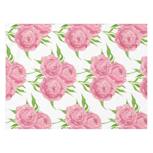 牡丹の花束の水彩模様 テーブルクロス (正面(横))