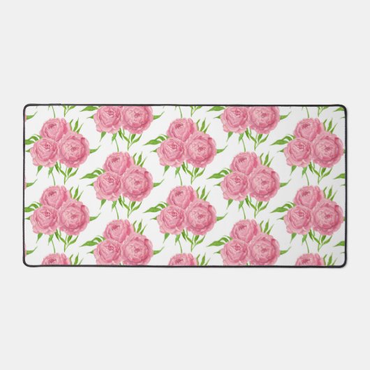 牡丹の花束の水彩模様 デスクマット (正面)