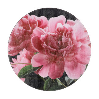 牡丹の花束クローズアップ：ピンクレッド カッティングボード