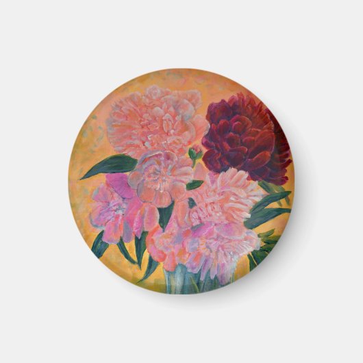 牡丹の花束 – 牡丹絵画の マグネット (正面)