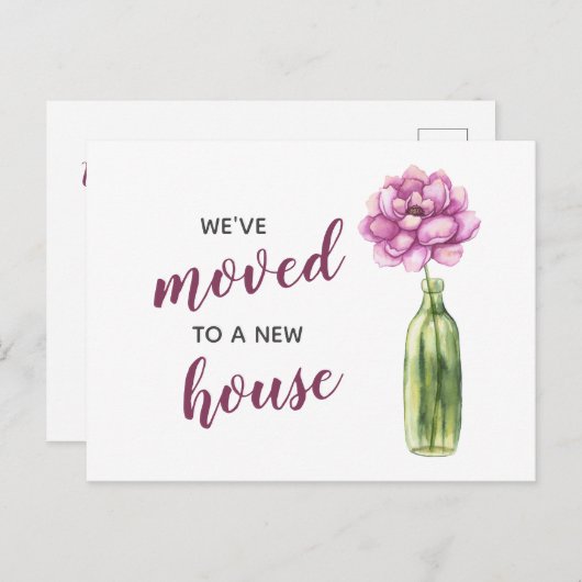 牡丹の花瓶私たちは新しいアドレスを移動している ポストカード (正面/裏面)