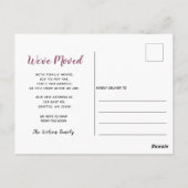 牡丹の花瓶私たちは新しいアドレスを移動している ポストカード (裏面)