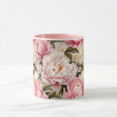 牡丹の花白ピンクのフローラ マグカップ (中央)