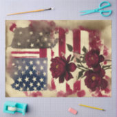 牡丹の花7月アメリカ国旗4日 薄葉紙 (クラフト)