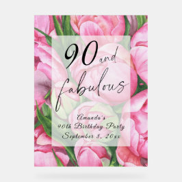牡丹の花90th誕生日パーティー アクリルサイン
