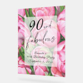 牡丹の花90th誕生日パーティー アクリルサイン (傾斜)