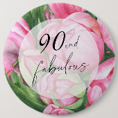 牡丹の花90th誕生日パーティー 缶バッジ (正面)