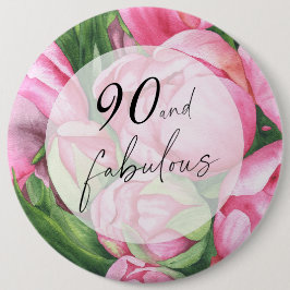 牡丹の花90th誕生日パーティー 缶バッジ