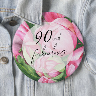 牡丹の花90th誕生日パーティー 缶バッジ