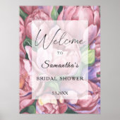 牡丹の花 – ブライダルシャワー歓迎サイン ポスター (正面)