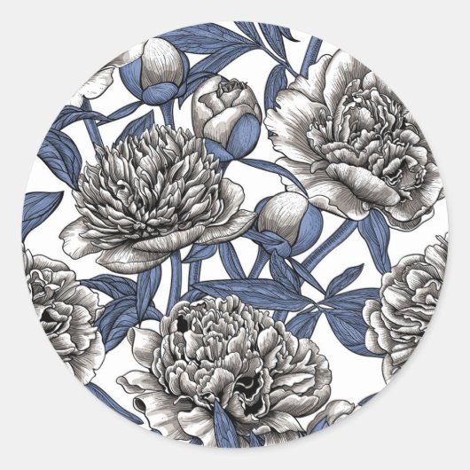 牡丹の花 ラウンドシール (正面)