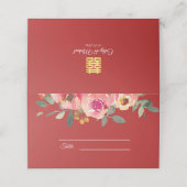 牡丹の花 赤い二重の喜び 中国式結婚式 プレイスカード (外部開封)
