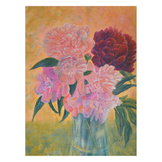 牡丹の静物画絵画像 テーブルクロス (正面)