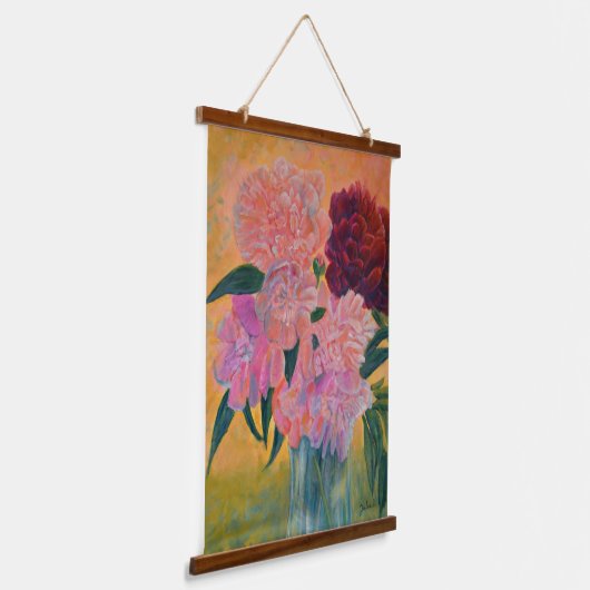 牡丹の静物画絵画像 吊り下げ型タペストリー (傾斜あり)
