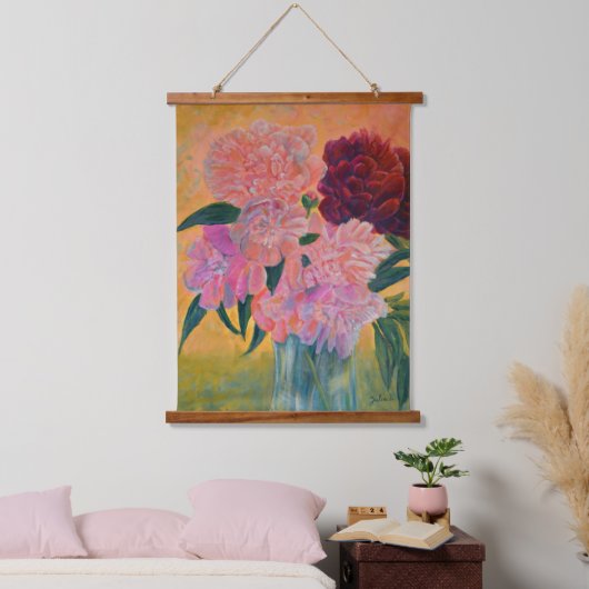 牡丹の静物画絵画像 吊り下げ型タペストリー (寝室)