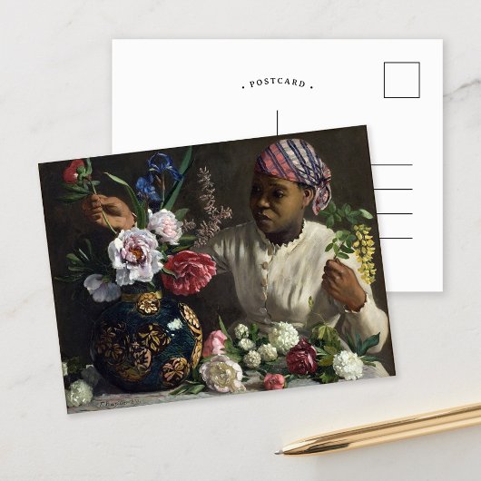 牡丹の黒い女性 |フレデリックéバéザイル ポストカード