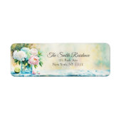 牡丹や紫陽花の水彩の静止ライフ ラベル (正面)