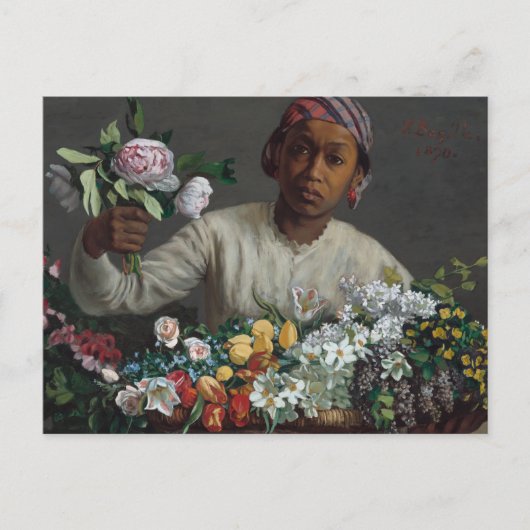 牡丹を巻いた若い女性 |フレデリックéバéザイル ポストカード (正面)