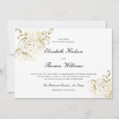牡丹アートスモダンケックラシックチフェイク金ゴールド結婚ズ 招待状 (正面)