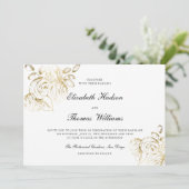 牡丹アートスモダンケックラシックチフェイク金ゴールド結婚ズ 招待状 (スタンド正面)