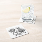 牡丹インクスケッチ スクエアペーパーコースター (インサイチュ)