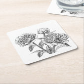 牡丹インクスケッチ スクエアペーパーコースター (アングル)