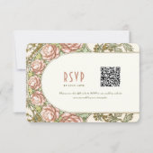 牡丹ウェディングRSVP挿入ヴィンテージアールデコミュシャ 招待状 (正面)