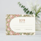 牡丹ウェディングRSVP挿入ヴィンテージアールデコミュシャ 招待状 (スタンド正面)