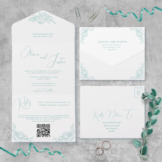 牡丹エレガンス結婚ズ オールインワン招待状