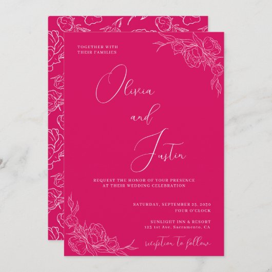 牡丹エレガンス結婚ズ 招待状 (正面/裏面)