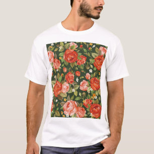 牡丹エレガンス:グラフィックフローラ壁紙。 Tシャツ