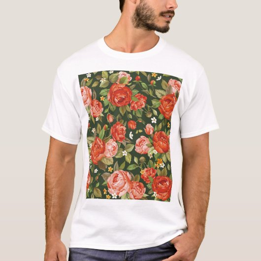 牡丹エレガンス:グラフィックフローラ壁紙。 Tシャツ (正面)