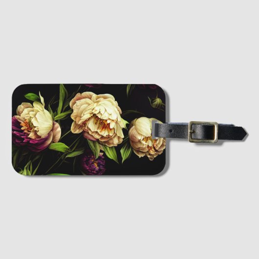 牡丹エレガントとバラ ラゲッジタグ (正面横)