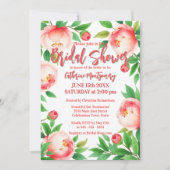 牡丹エレガントと緑のブライダルシャワー 招待状 (正面)