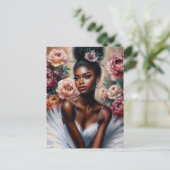 牡丹エレガントの花を持つブラックバレリーナ シーズンポストカード (スタンド正面)